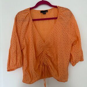 Orange / Creamsicle Colored Eyelet Shirt - Sanctuary (Size XXL), cotton